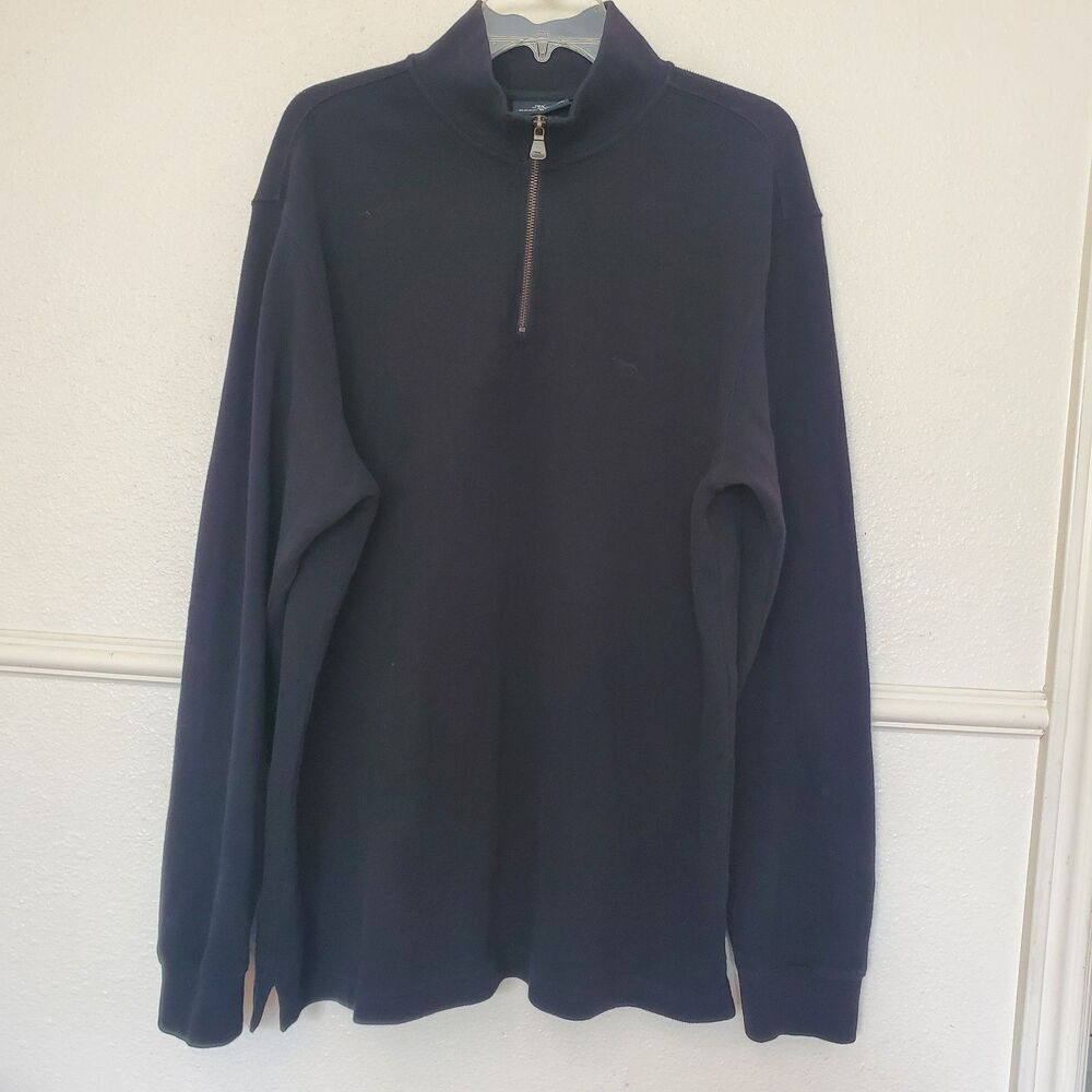 Mens Rodd & Gunn New Zealand Alton Avenue Black 1/4 Zip Pullover Sweater Large